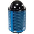 Global Equipment Outdoor Steel Diamond Trash Can With Dome Lid   Base, 36 Gallon, Blue 261948BLD
